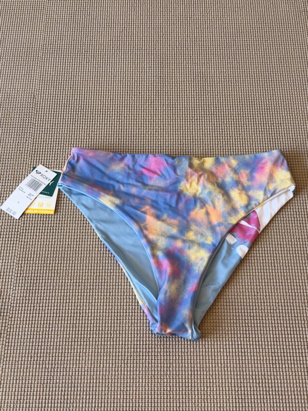 ROXY REVERSIBLE bikini bottom pop surf mid waist tie dye Size Large